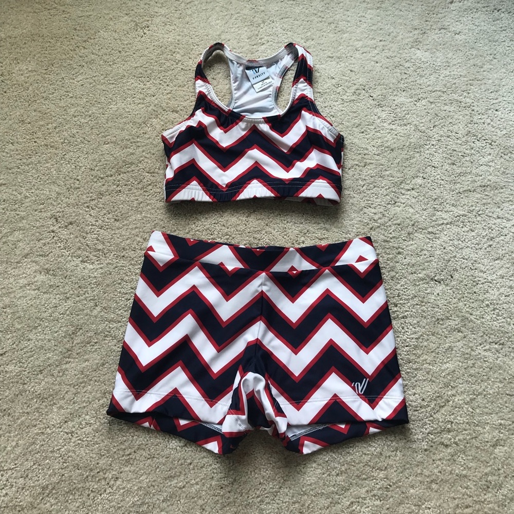 Varsity Chevron Sport Bra and Spandex Matching Set